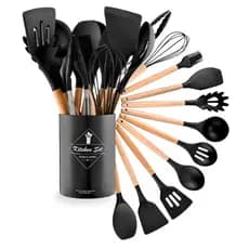 Utensílios Silicone Cozinha 12 Peças Antiaderente Fácil Limpeza Alta Resistência