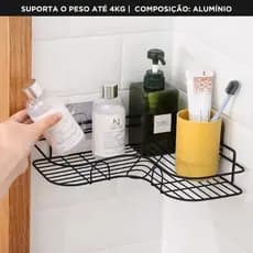 Suporte De Canto Banheiro Sem Furar Porta Shampoo Prateleira Box Organizador Antiferrugem