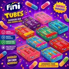 Fini Tubes Doces e Azedinhos 15g Diversos Sabores Caixa Com 12 Unidades
