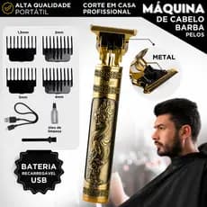 Máquina De Cortar Cabelo E Barba Sem Fio Profissional Recarregável Corte Preciso