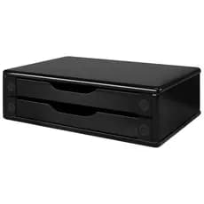 Suporte para Monitor e Organizador Souza 2 Gavetas Preto MDF Black Piano