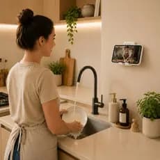 Suporte De Celular Para Banheiro e Cozinha Porta Celular de Parede Universal Dobravel Com Fita 3M
