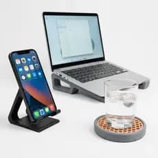 Kit Organizador de Mesa Escritório 3 Peças Porta Copos Suporte Celular Suporte Notebook