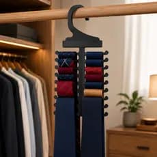 Cabide Organizador de Gravatas com 20 Compartimentos Para Lenços Closet Guarda Roupa Organização Diária Prática