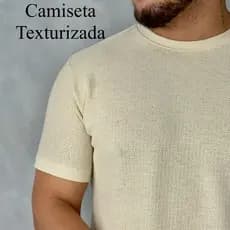 Camiseta Texturizada Casual Básica Reta Texturizada Malha Premium