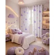 cortinas infantil borboleta com ilhós branco largura 2mX1,30/1,40/1,50/1,60/1,70/1,80/1,90 altura