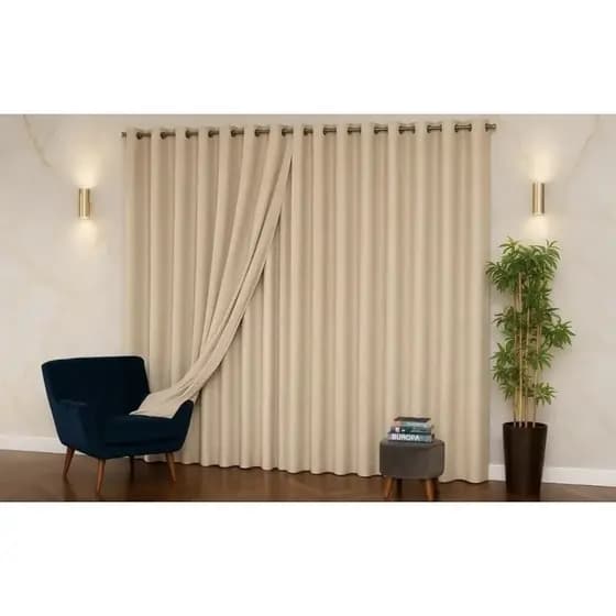 cortina forro blackout voil Gaze de linho largura 4,00m X 2,70 altura varão simples ilhós cromado