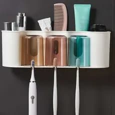 Suporte de Escova de Dente E Dispenser para Banheiro
