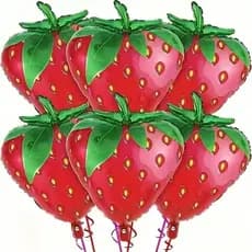 10 Balão Morango fruta metalizada 62cm decoração jardim festa enfeite - Envio Imediato