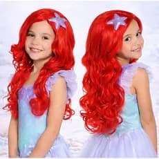 Peruca Ariel infantil Vermelha Trança fundo mar festa decoracao Fantasia halloween - Envio imediato