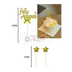 Topo de Bolo Espelhado Feliz Aniversário 21cm Unidades Letreiro festa surpresa decoracao
