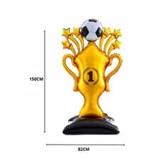 Balão Metalizado Taça Troféu Estrela Campeão com Bola de Futebol 150cm Decoração Festa Champion Aniversário