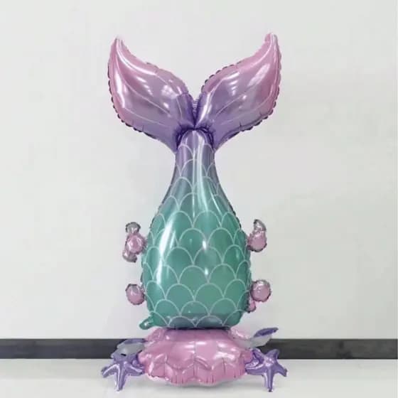 Balão Rabo Calda De Sereia C/ Base Metalizado 125cm Festa Decoração enfeite aniversario surpresa