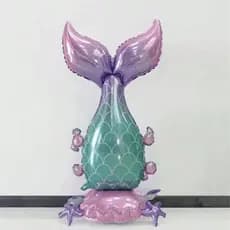 Balão Rabo Calda De Sereia C/ Base Metalizado 125cm Festa Decoração enfeite aniversario surpresa
