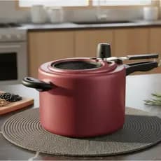 Panela De Pressão Antiaderente MTA 4,5 Litros Com Visor De Vidro Original Fechamento Interno Cereja