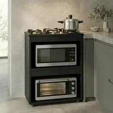 Balcão Casa Dee Linha Linea para Cooktop 5 ou 4 Bocas com Nicho para Forno e Micro-ondas