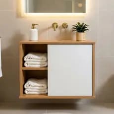 Gabinete Suspenso 2 Nichos E 1 Porta Armário Organizador Compacto Para Banheiro e Lavabo Moderno