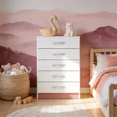 Cômoda 4 Gavetas Quarto Menino Ou Menina Organizadora 2 em 1 Aruba Branca Rosa ou Azul Casa Dee