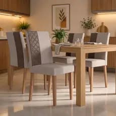 Kit 4 Cadeiras de Jantar Estofadas para Sala de Jantar e Cozinha Pés Amadeirados Julia Casa Dee