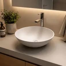 Cuba de Sobrepor em Alumínio Pia Redonda Fácil Instalação Apoio P/ Banheiro e Lavabo Branca Casa Dee