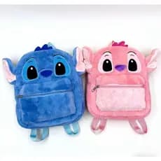 Mochila Infantil Stitch Fofa Unissex Fibra de Poliéster com Alça Orelhas 3D 28×24×5 cm