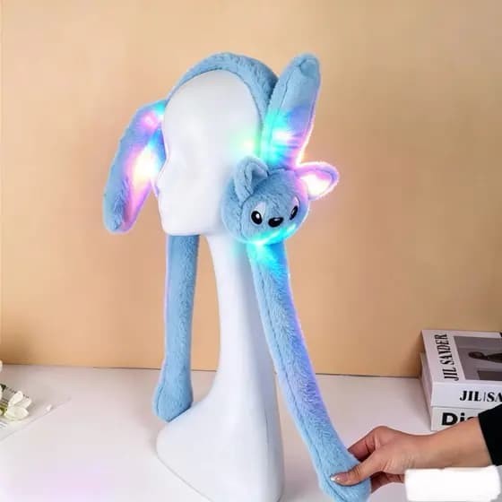 PROTETOR DE ORELHAS DE PELÚCIA COM LED COLORIDO LEVANTA ORELHAS / Stitch