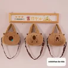 Bolsa Capivara Pelúcia Fofa 3 Estilos Diferentes Transversal com Alça Ajustável Acessório Feminino