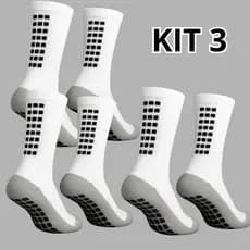 Kit 3 Pares De Meias Antiderrapantes Respiráveis Esportiva Para Futebol Academia Crossfit E Corrida
