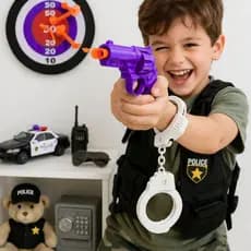 Pistola De Brinquedo Com Dardos De Sucção + Algemas – Kit Infantil Para Diversão Completa