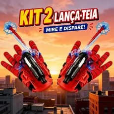Kit 2 Luvas Lança Teia Infantil com Cordinha Dardos Ventosa Fantasia Herói