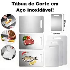 Tábua de Corte Aço Inoxidável Dupla Face Antibacteriana Cozinha Profissional