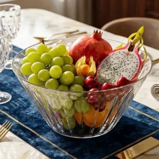 Tigela Grande para Frutas Mesa Posta Cozinha | Fruteira Acrílica Transparente 24cm |