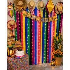 1 cortina de fitas coloridas para festa junina decoração arraiá 1x2m