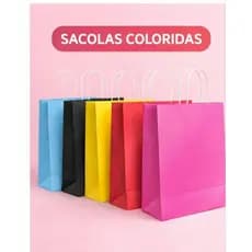 10 sacolas de papel  kraft coloridas 14x22 ao 24x33