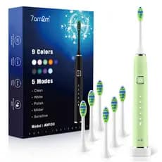 Vendedor japonês “Bon's Shop” Escova de dentes elétrica 7am2m, ultrassônica, com 6 cabeçotes, carga rápida, 90 dias de