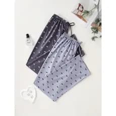 Calças de 2 peças de corpo inteiro estampado arco decoração Casual confortável conjunto de calças de pijama feminino