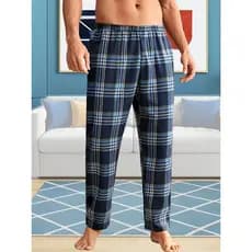 Calça casual xadrez masculina casual - cintura elástica confortável, ajuste solto, lavável à máquina para casa e pijama