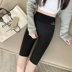 Pele de tubarão Leggings de cinco pontos feminino verão estilo fino pode usar fora Anti-reflexo abdômen estreitando Hip-