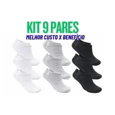 KIT 9 Pares Meias  Masculina Feminina Unissex SAPATILHA