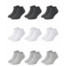 KIT  COM  9 Pares Meias Cano Curto Baixo Soquete Algodão Academia Treino Lisa Unissex
