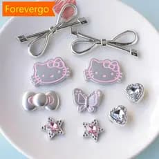 forevergo 10 Pçs/Set Bonito Gato Prateado E Arco DIY Acessórios Resina Fivela Destacável Sapatos De Jardim Presente De F