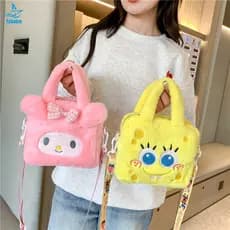 Desenhos Animados Novo Bob Esponja Calça Quadrada Anime Portátil Diagonal Cruz Saco Kuromi Morango Urso Menina Coração M