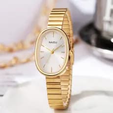 Relógio De Quartzo Feminino Luxo Em Forma Oval Moda Mini Caso Pequeno Numeral Romano Dial Banda De Metal Completo Relógi