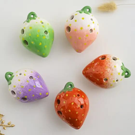 6 Furos Chave Meio C Ocarina Forma De Morango Cerâmica Material Instrumentos Musicais