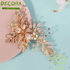 Grampos De Cabelo Femininos DECORA , Grampo Feminino Feito À Mão Em Ouro Rosa , Presilhas De Noiva Com Folha De Flor De