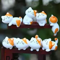 8 Pçs/Set Engraçado Bonito Gato Laranja Animal Decoração De Carro PVC Artesanato Figura Em Miniatura Brinquedos Boneca M