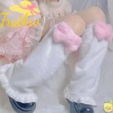 TRUTHW Meias Longas , Polainas Quentes De Inverno Y2K , Pele De Pelúcia Kawaii JK Lolita Harajuku Punhos De Bota Japones