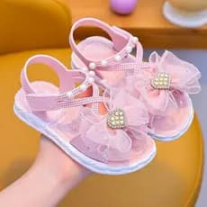 Sandálias Infantis Meninas Moda Pérola Arco Princesa Sandálias
