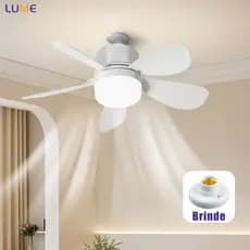Ventilador de Teto com Luz Silencioso Controle Remoto Instalação Fácil Bivolt para Pequenos Espaços