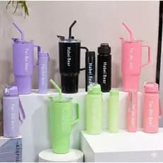 Kit 3 Garrafas Squeeze Motivacionais Garrafa Água Academia Com 1.2L e 800ml e 300ml-LEGAL